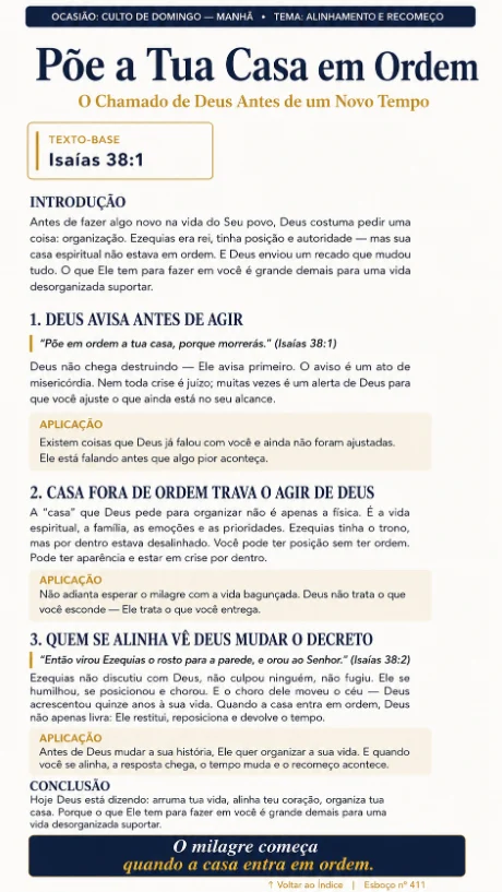 Esboço — Põe a tua casa em ordem (Ezequias)
